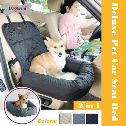 PawEase Multifunctional Pet Car Bed with Thick Cushion