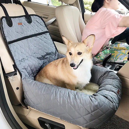 PawEase Multifunctional Pet Car Bed with Thick Cushion
