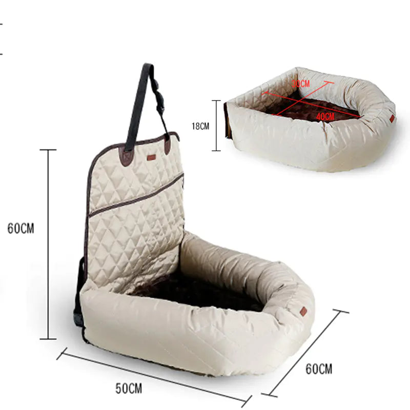 PawEase Multifunctional Pet Car Bed with Thick Cushion